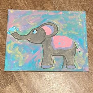 Colorful Elephant Canvas Art 20length”x16”height
